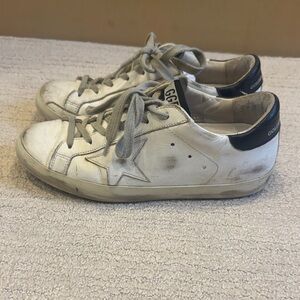 Golden Goose White and Black Star Sneakers